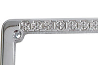 HARLEY Nummernschildrahmen maltesischer Stil Chrom Passend für 0-  Custom, Anwendung für 4 X 7-1/2" Nummernschild