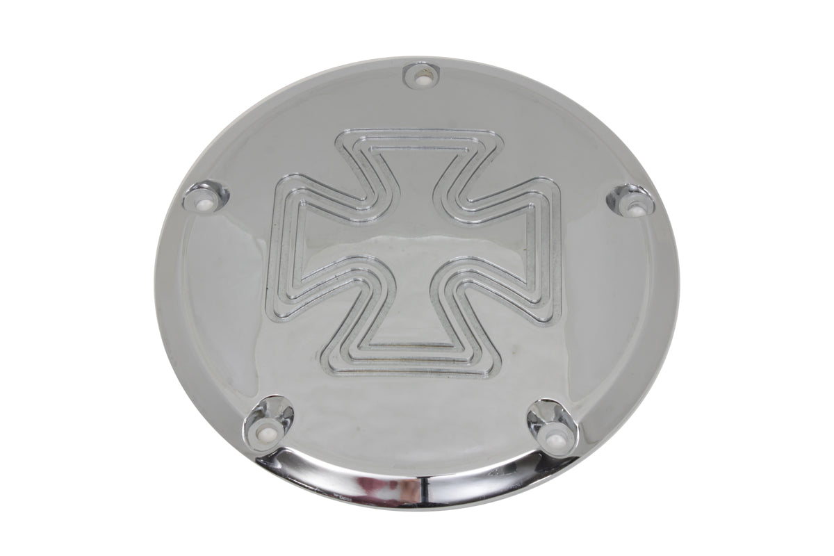 HARLEY Iron Cross Derby-Cover Chrom Billet Passend für 1999–2018 FXST, 1999–2018 FLST, 1999–2015 FLT,