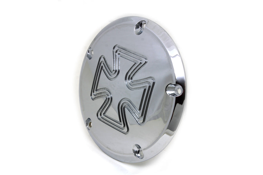 HARLEY Iron Cross Derby-Cover Chrom Billet Passend für 1999–2018 FXST, 1999–2018 FLST, 1999–2015 FLT,