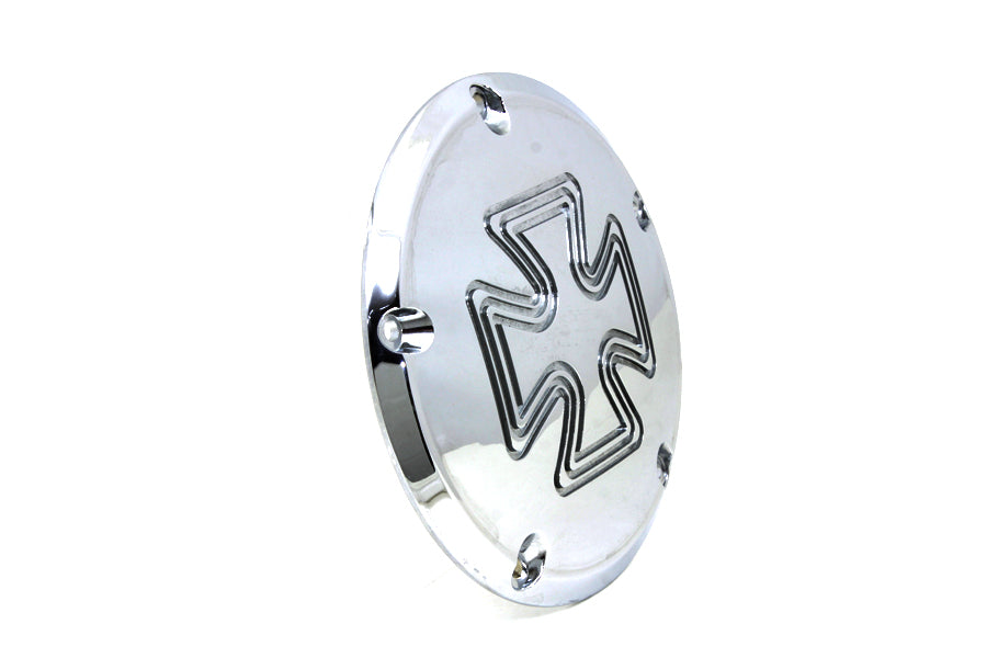 HARLEY Iron Cross Derby-Cover Chrom Billet Passend für 1999–2018 FXST, 1999–2018 FLST, 1999–2015 FLT,