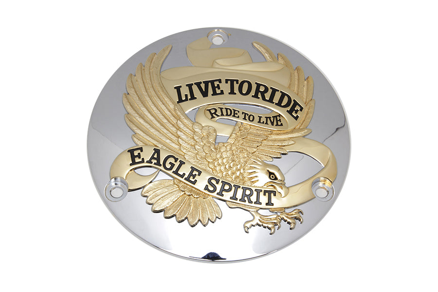 HARLEY Eagle Spirit Derby Cover Gold Inlay Passend für 1970-1984 FL, 1971-1984 FX, 1984-1998 FXST, 19
