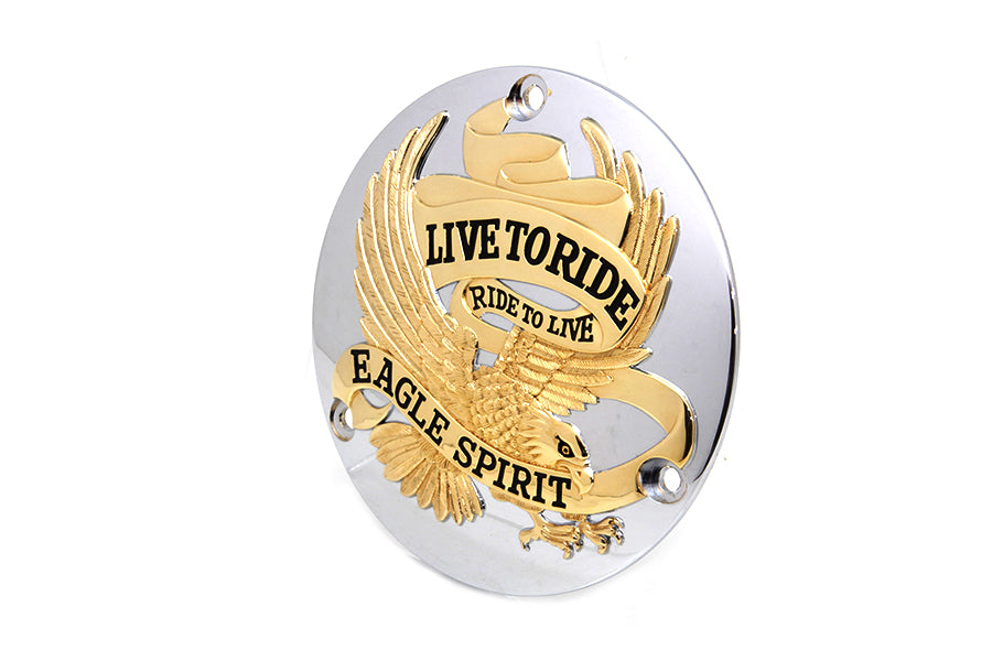 HARLEY Eagle Spirit Derby Cover Gold Inlay Passend für 1970-1984 FL, 1971-1984 FX, 1984-1998 FXST, 19