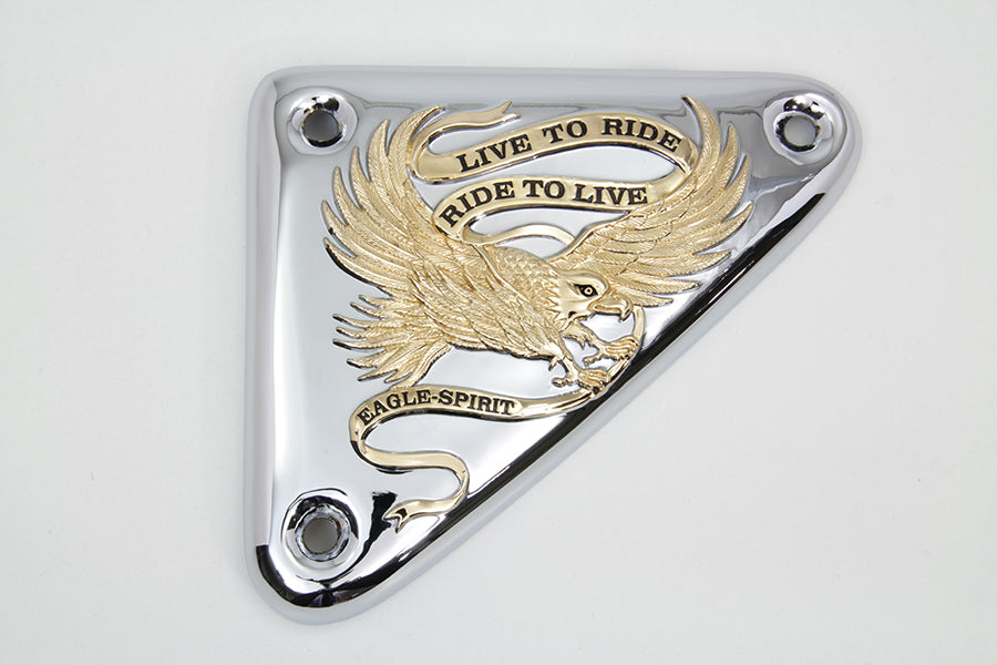 HARLEY Eagle Spirit Zündmodulabdeckung Goldeinlage Passend für 1982-2003 XL,