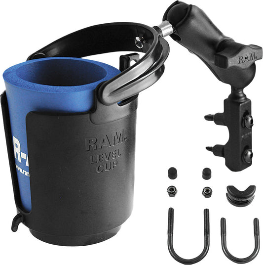 HARLEY RAM BRAKE/CLUTCH RESERVOIR MOUNT W/SELF-LEVELING CUP HOLDER  RAM-B-132-309