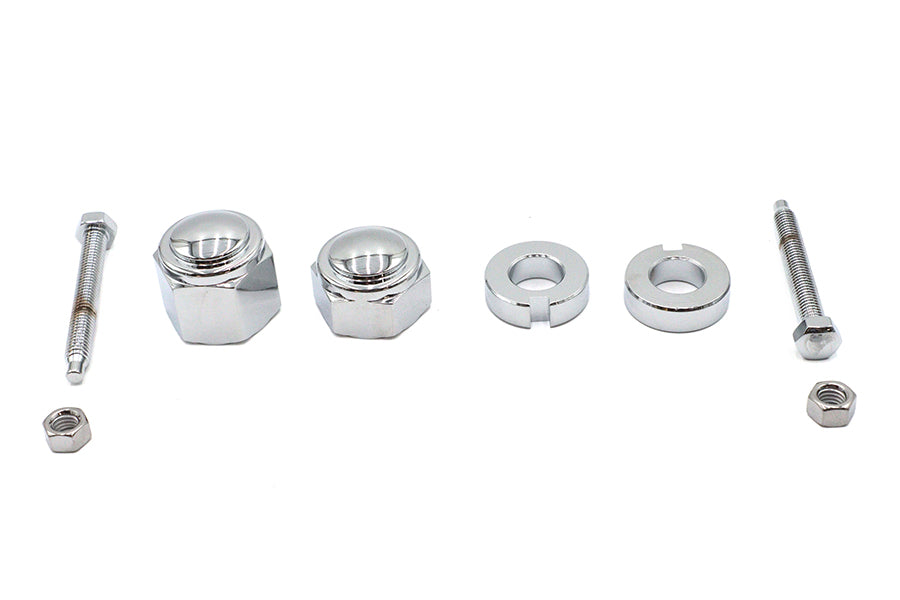 HARLEY Chrom Hinterachsversteller- und Muttern-Kit Passend für 2000-2007 FXST, 2000-2007 FLST,