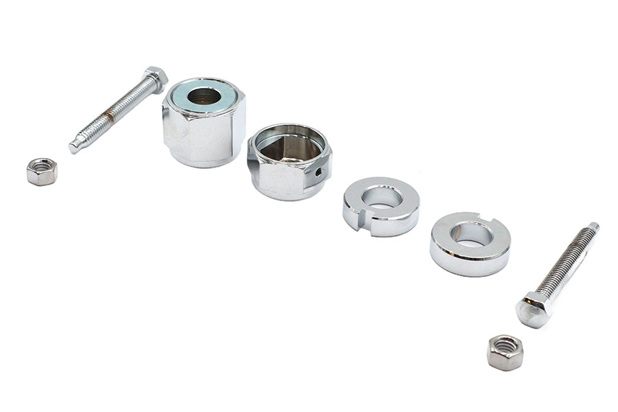 HARLEY Chrom Hinterachsversteller- und Muttern-Kit Passend für 2000-2007 FXST, 2000-2007 FLST,