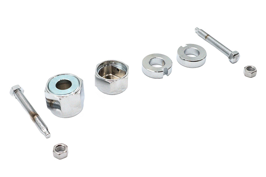 HARLEY Chrom Hinterachsversteller- und Muttern-Kit Passend für 2000-2007 FXST, 2000-2007 FLST,