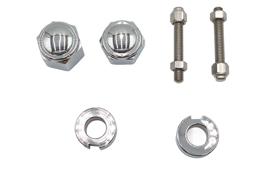 HARLEY Chrom Hinterachs-Einsteller und Mutter-Kit Passend für 1986-1992 FXST, 1986-1992 FLST,