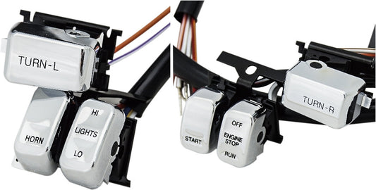 HARLEY HARDDRIVE HBAR SWITCH KIT CHR/ BLK LETTR 1996-06 W/OUT CRUISE CNTRL  370304