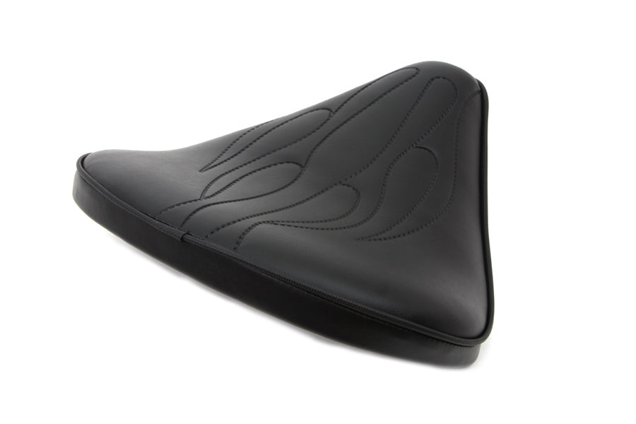 HARLEY Black Solo Seat with Flame Stitch Large fits 0-  Custom,