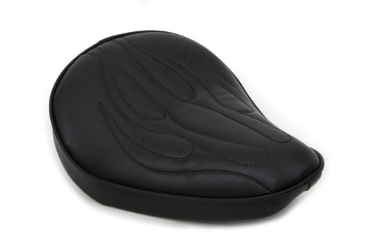 HARLEY Black Solo Seat with Flame Stitch fits 0-  Custom,