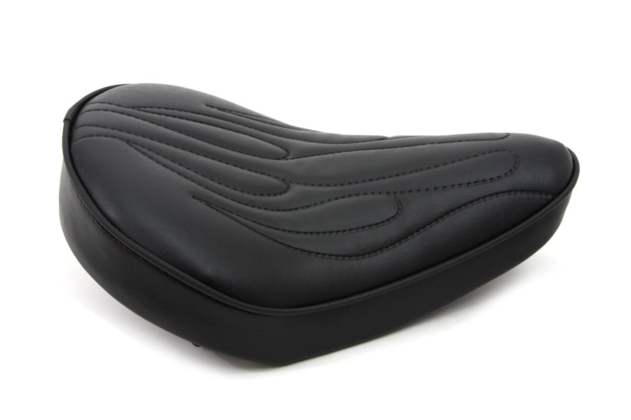 HARLEY Black Solo Seat with Flame Stitch fits 0-  Custom,