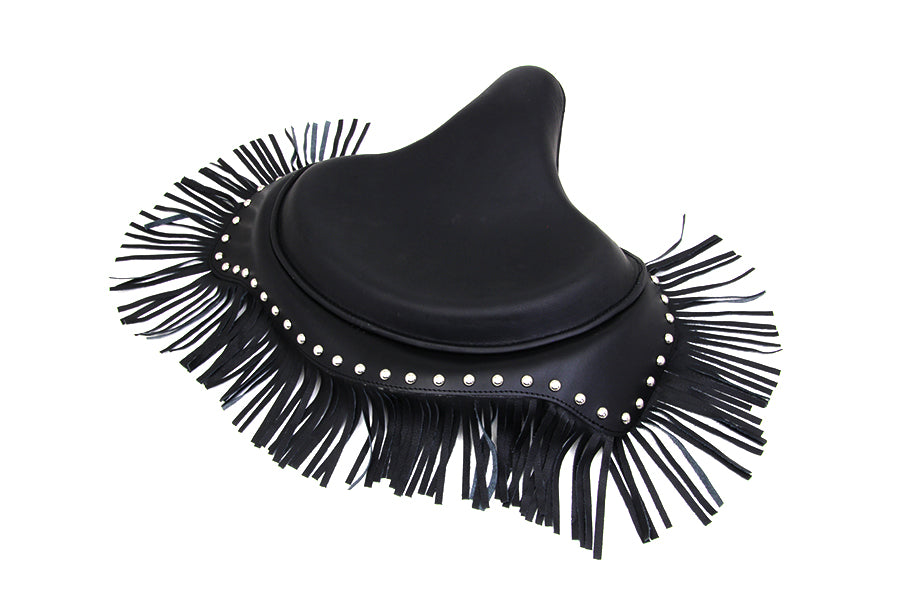 HARLEY Black Deluxe Solo Seat with Fringe Skirt fits 1929-1952 WL,  1930-1936 VL,  1936-1940 EL,  1937-1948 UL,  1937-1972 G,  1941-1984 FL,