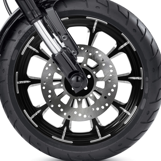 Custom Chrome HARLEY BLACK DALIA BLACK ANODIZED 18" X 3.5" FRONT WHEEL NON ABS