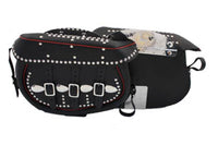 HARLEY Schwarze Leder-Satteltaschen mit orangefarbener Zierleiste passend für 1936-1940 EL, 1941-1957 FL,