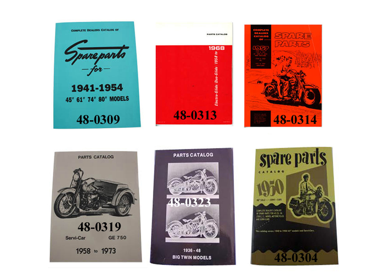 HARLEY Werks-Ersatzteilbuch-Set, passend für 1936-1952 EL, 1936-1952 W, 1936-1973 G, 1941-1968 FL,