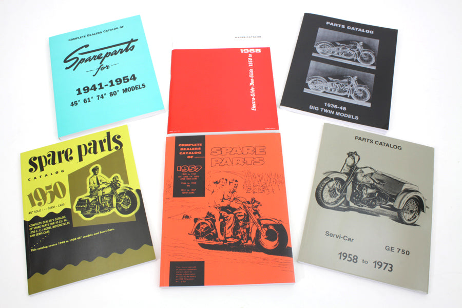 HARLEY Werks-Ersatzteilbuch-Set, passend für 1936-1952 EL, 1936-1952 W, 1936-1973 G, 1941-1968 FL,