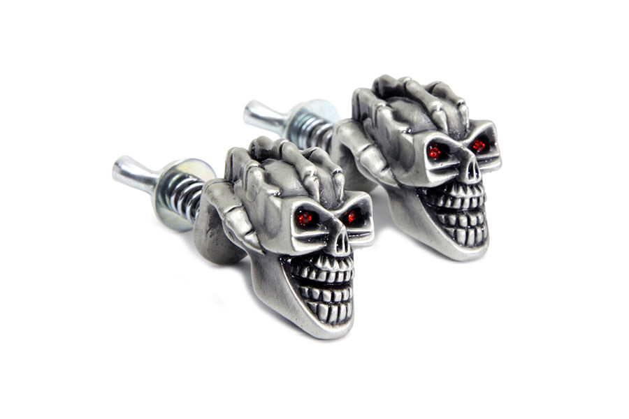 HARLEY Skull with Skeleton Hand License Plate Topper Set fits 0-  All, models