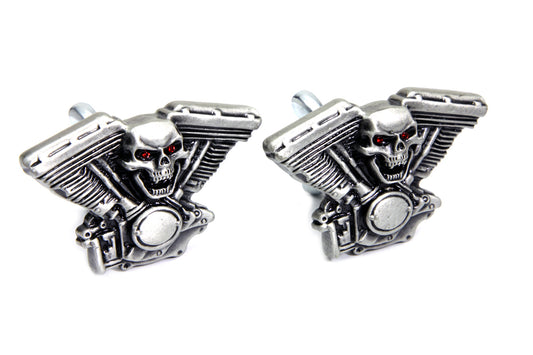 HARLEY Skull on Panhead Engine License Plate Topper Set fits 0-  All, models