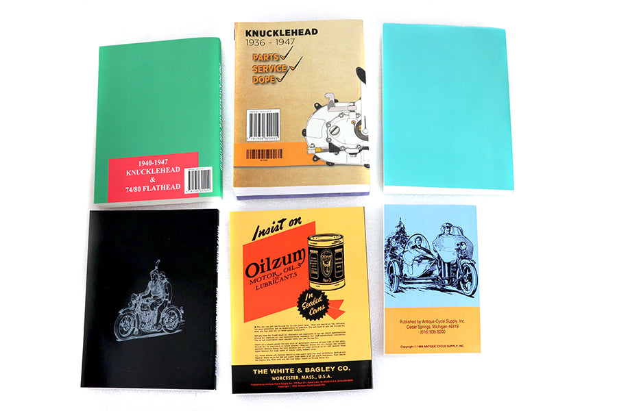 HARLEY Knucklehead 7-teiliges Handbuchset Passend für 1936–1947 EL, 1941–1947 FL,