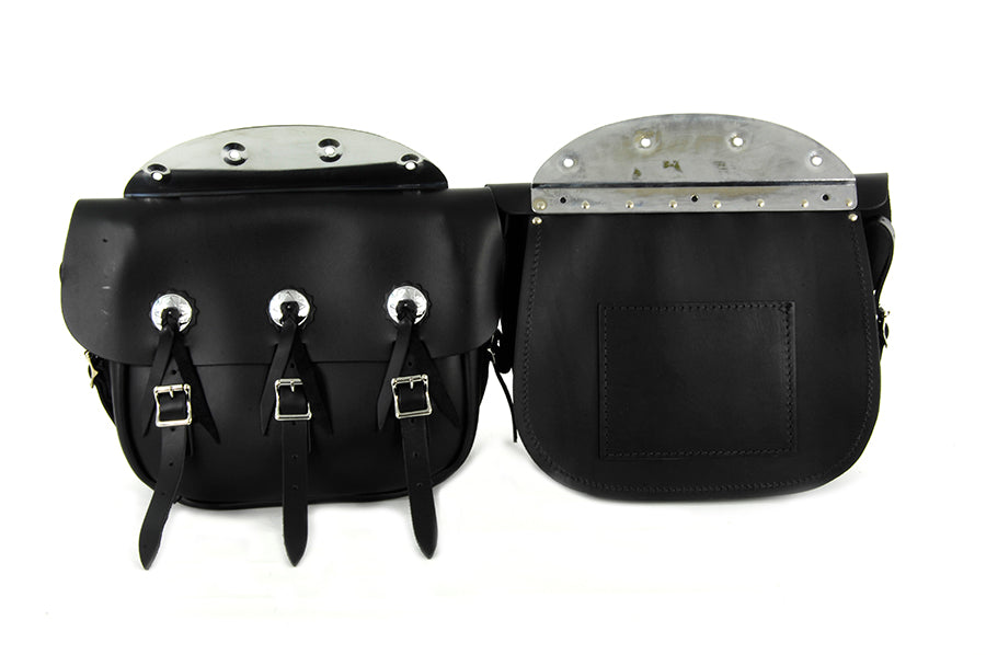 HARLEY Replica Schwarze Ledersatteltaschen Set Passend für 1936-1940 EL, 1941-1946 FL,