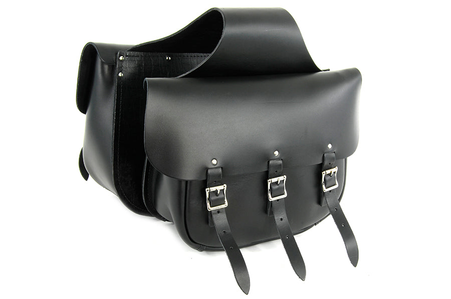 HARLEY Black Leather Three Buckle Saddlebag Set Fits 0-  All, models