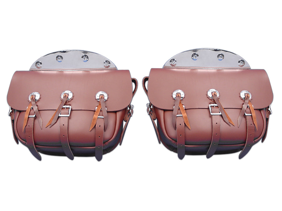 HARLEY braunes Leder-Nachbildung Satteltaschen-Set passend für 1936–1940 EL, 1941–1946 FL,