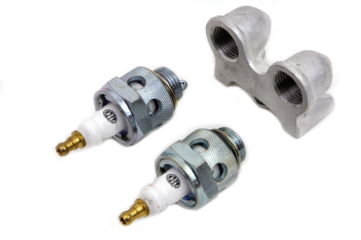 HARLEY 18mm Zündkerzen-Set mit Halter passend für 1936-1947 EL, 1941-1947 FL,