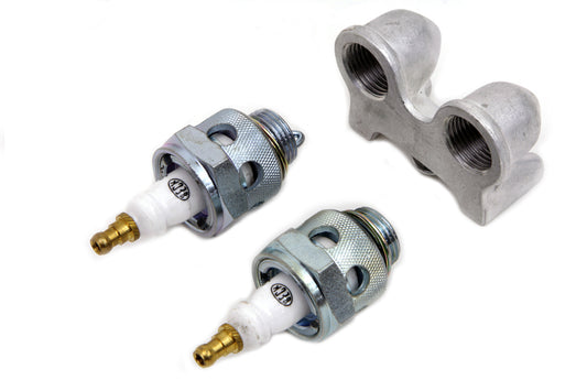 HARLEY 18mm Spark Plug Set with Holder Fits 1936-1947 EL,   1941-1947 FL,