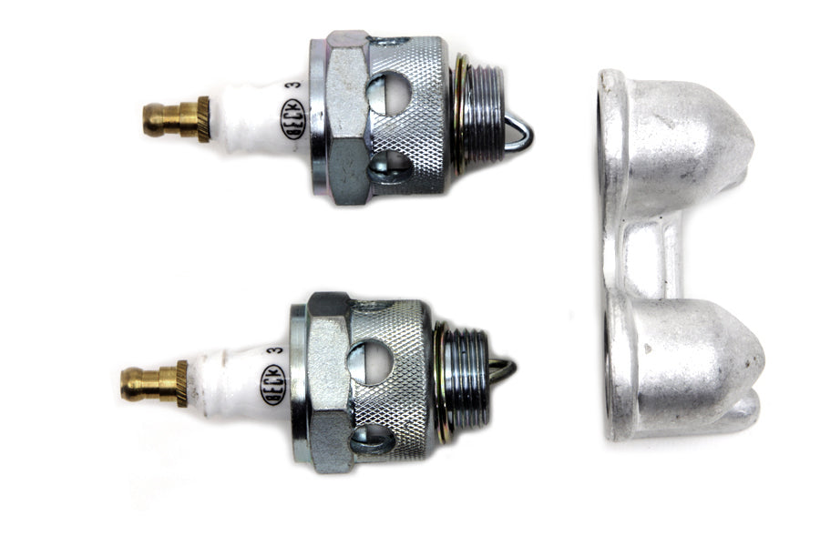 HARLEY 18mm Zündkerzen-Set mit Halter passend für 1936-1947 EL, 1941-1947 FL,