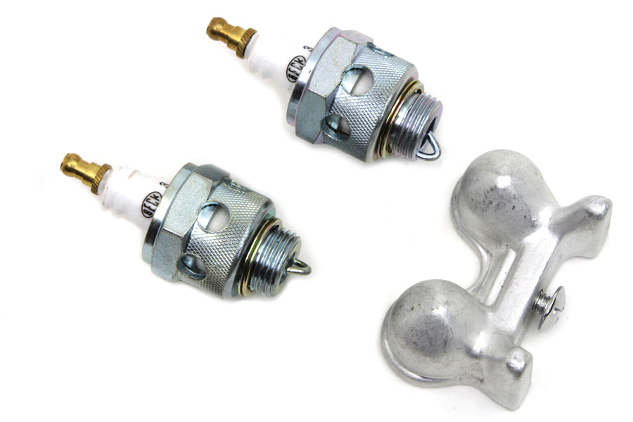 HARLEY 18mm Zündkerzen-Set mit Halter passend für 1936-1947 EL, 1941-1947 FL,