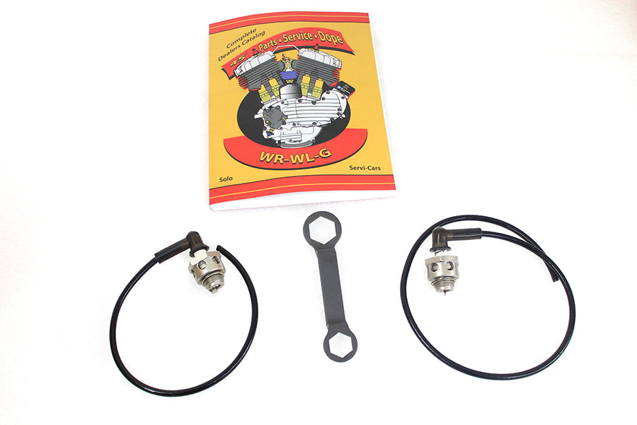 HARLEY 45 Zoll W/G 18mm Replika Zündkerzen-/Kabel-Kit Passt für 1930-1936 VL, 1930-1952 W, 1937-1947 G,