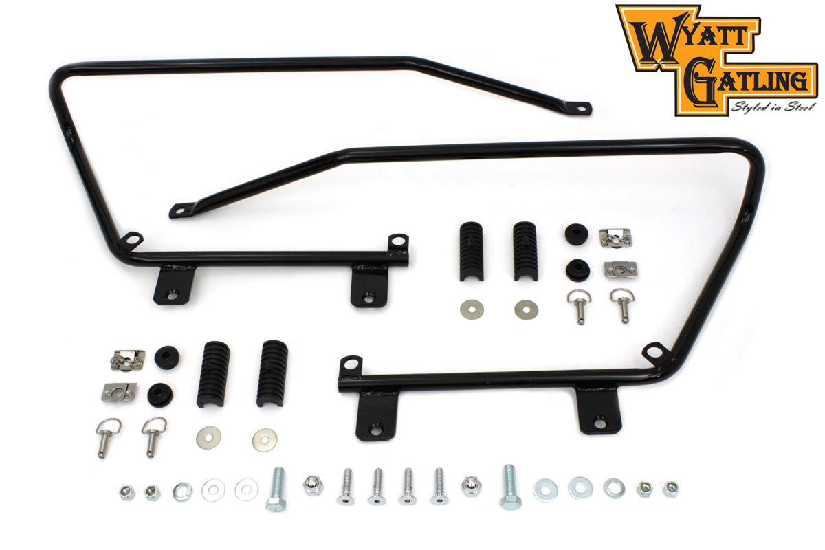 HARLEY Wyatt Gatling Saddlebag Brackets and Stud Kit Black fits 1984-2017 FXST,  1986-2017 FLST,