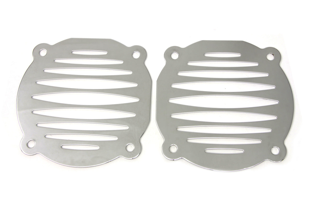 HARLEY Chrome Milled Slots Lautsprechergitter-Set passend für 1996-2013 FLT, mit Bat Wing Style Verkleidungen