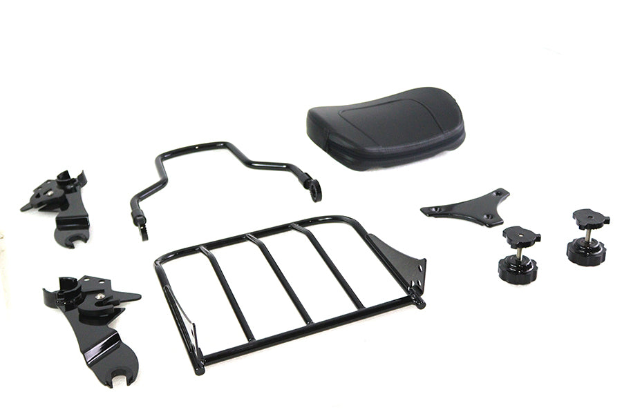 HARLEY Gloss Black Sissy Bar and Rack fits 2009-2021 FLT,