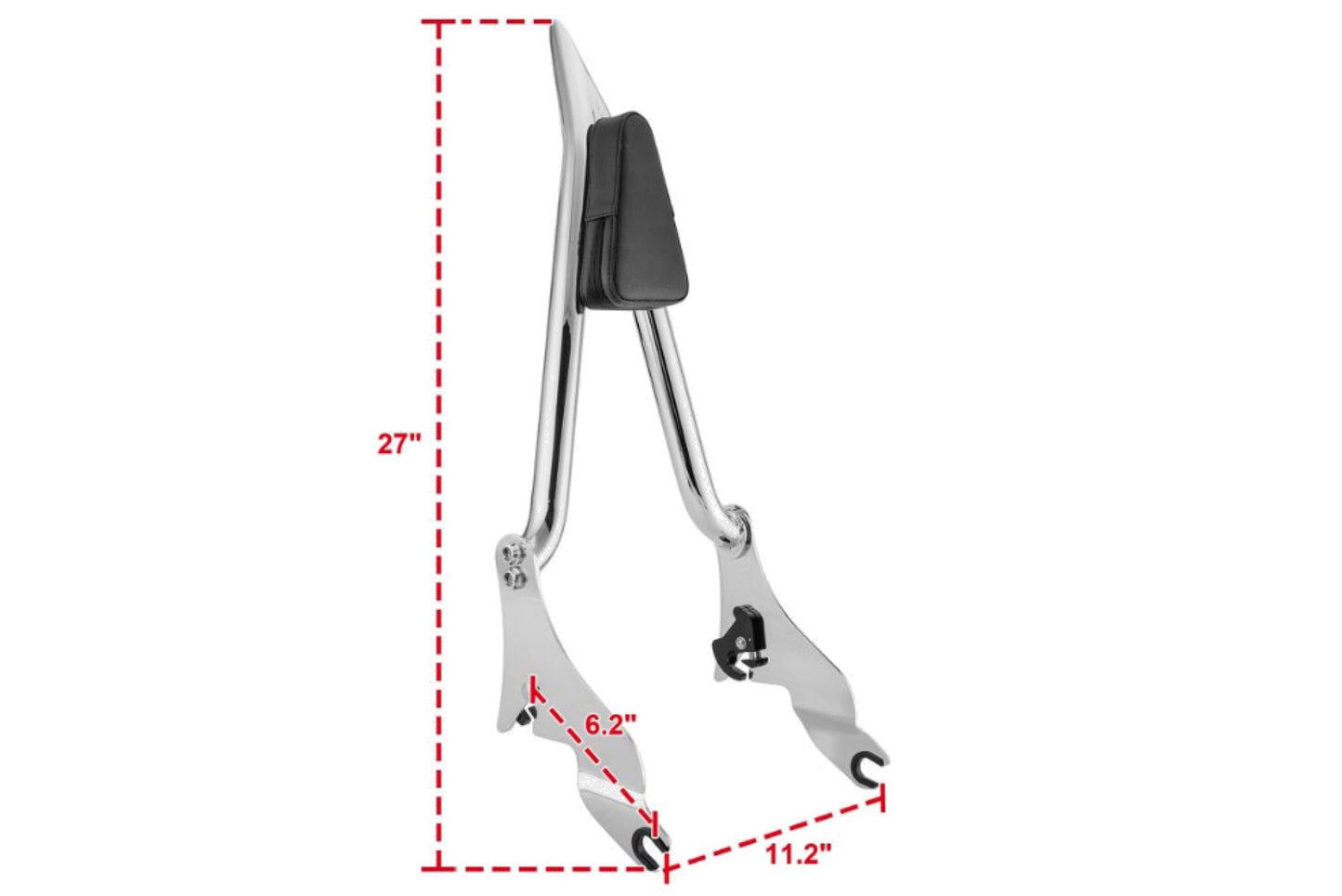 HARLEY Spitzer Sissy Bar 27 Zoll Chrom Passend für 2008-UP FLT,