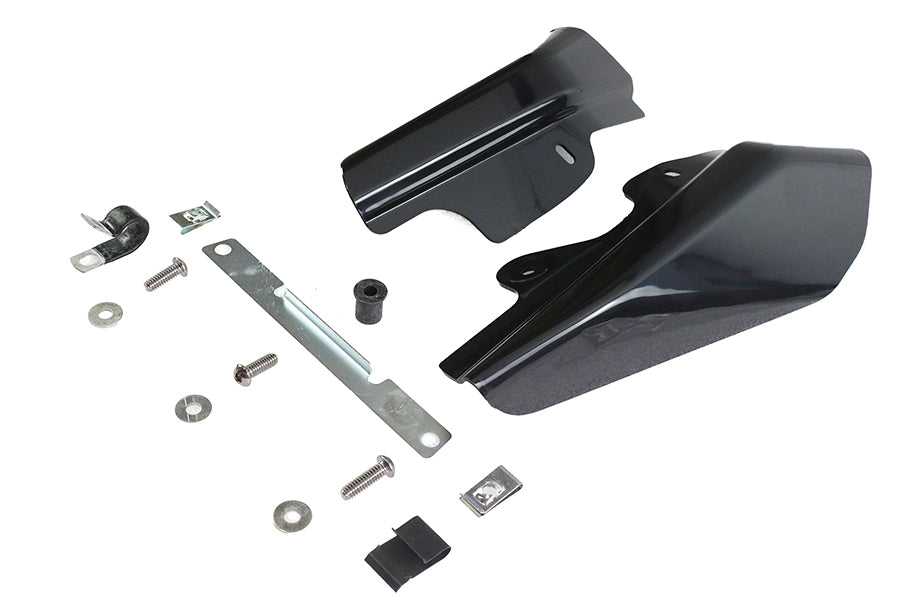 HARLEY Mid-Frame-Abdeckungs-Windabweiser-Kit Schwarz Passend für 2001-2007 FLT, ohne verstellbare Fahrerrückenlehne