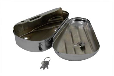 HARLEY Oval Right Side Chrome Tool Box fits 1940-1957 FL,   1940-1948 UL,   1940-1952 W,