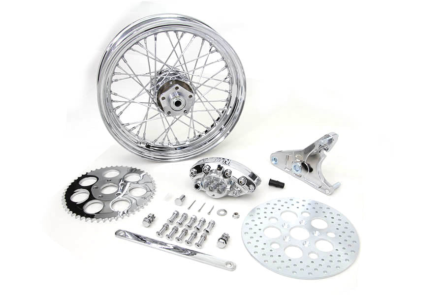 HARLEY 16 inch x 3.00 inch Rear Wheel Kit with Caliper Chrome fits 1973-1985 FX,  1973-1985 FL,