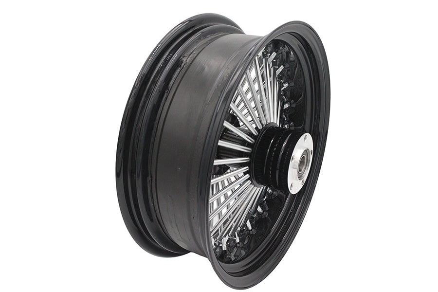 HARLEY 16 inch x 5.5 inch King Spoke Rear Wheel Black/Chrome Fits 0-  Custom, Application