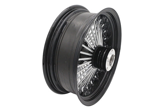 HARLEY 16 inch x 5.5 inch King Spoke Rear Wheel Black/Chrome Fits 0-  Custom, Application
