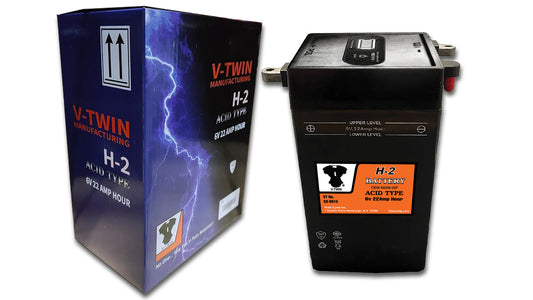 HARLEY H-2 6 Volt 22 Amp Battery with Vent Tube Fits 1937-1952 W,   1941-1964 FL,   1936-1952 EL,
