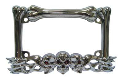 Custom Chrome HARLEY LIC FRAME SKULL CHR