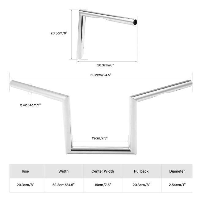 Custom Chrome HARLEY Z BAR - 8 IN RISE