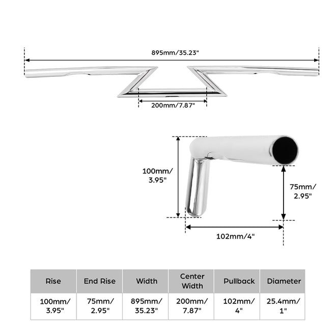 Custom Chrome HARLEY 1 IN Z-BARS WITH DIMPLES