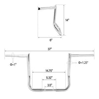 Custom Chrome HARLEY CHROME 1-1/4" 'DIABLO' BAR 14"RISE. DRILLED KNURLED