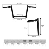 Custom Chrome HARLEY 12 INCH 1.25 DIA DIABLO BARS BLK