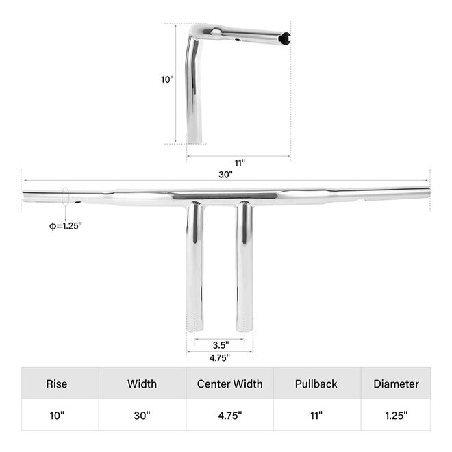 Custom Chrome HARLEY 10 IN T-BAR CHROME