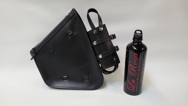 Custom Chrome HARLEY BLACK ZIPPER BAG W/BOTTLE HOLDER SOFTAIL/ RIGID FRAME