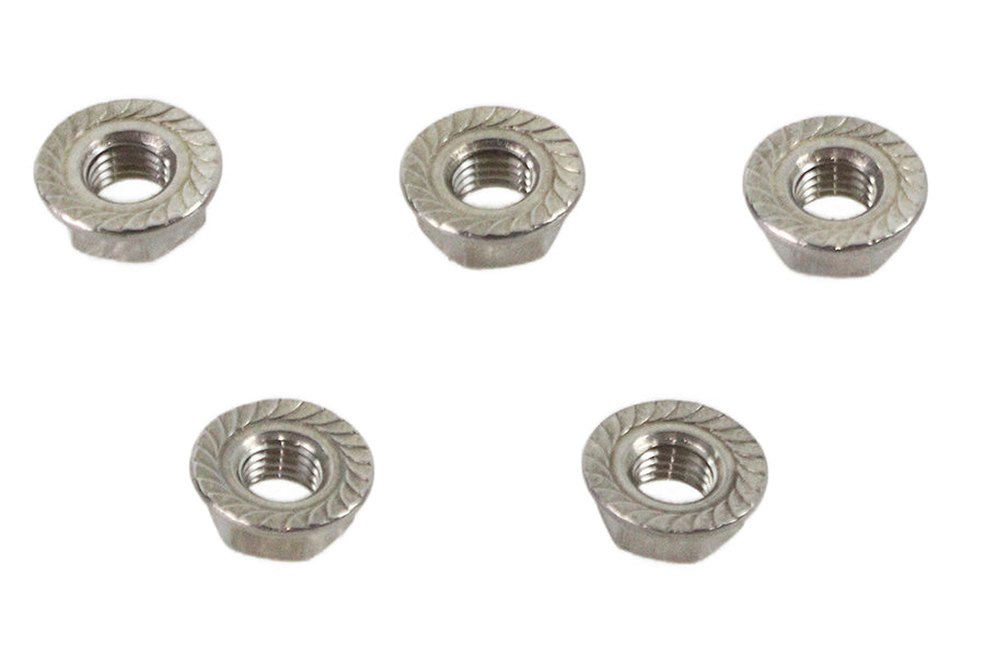 HARLEY Serrated Hex Flange Nuts 5/16 inch-24 Stainless Steel Fits 0-  All, models